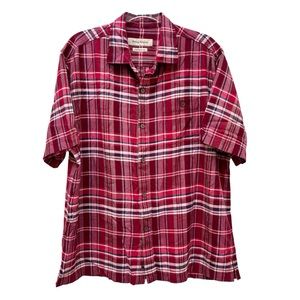 Tommy Bahama Original Fit 100% Silk Plaid Camp Shirt Vacation Dadcore Preppy
